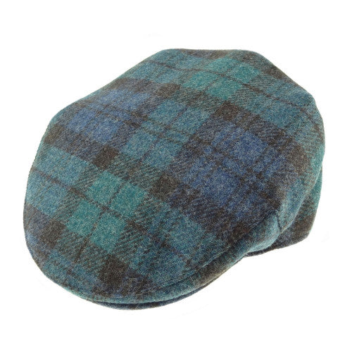 The Shetland Wool Black Watch Tartan Flat Cap by Glen Appin of Scotland