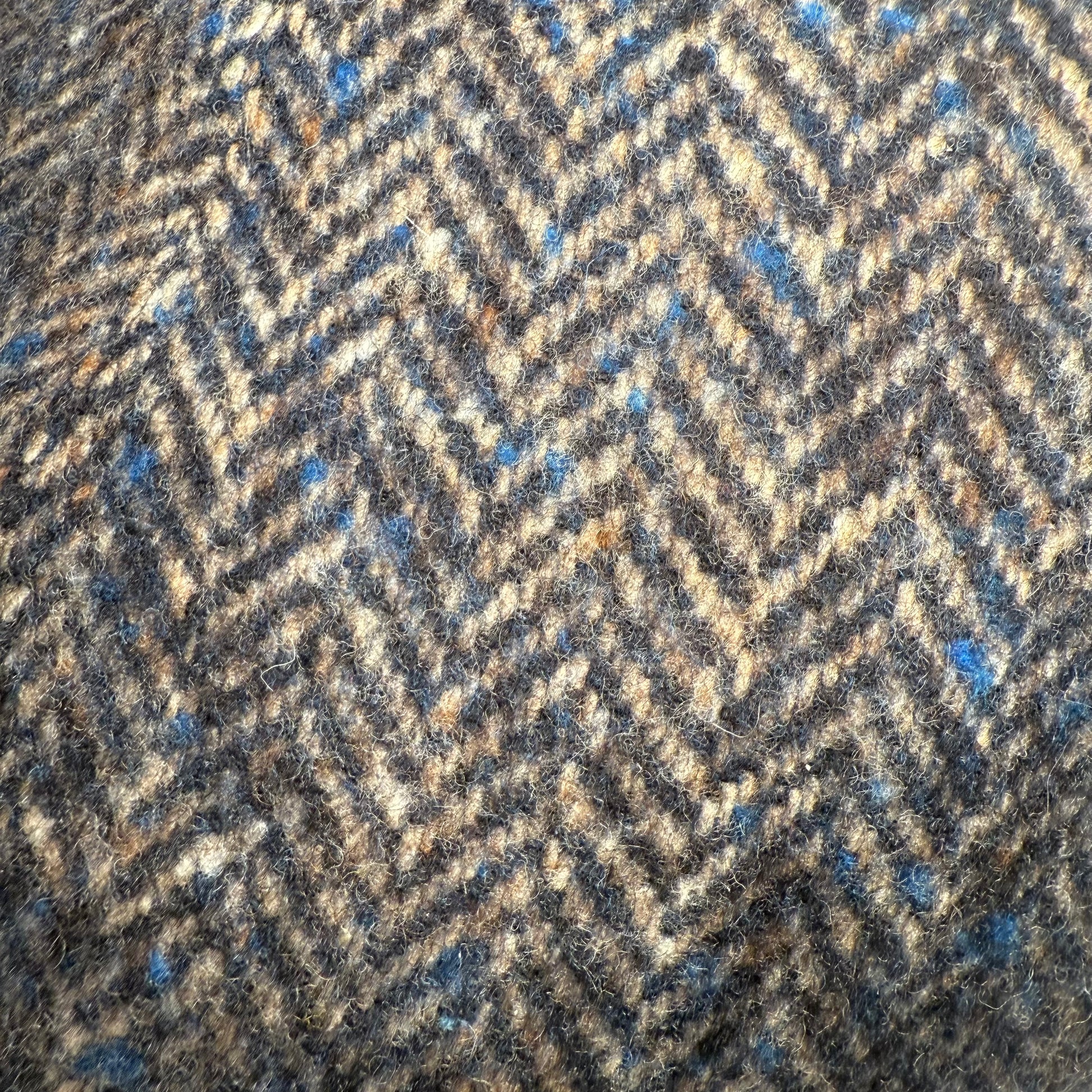 Blue and Gray Herringbone pub cap by Alfonso d'Este x FunkyBrims. Blue Leather Brim.