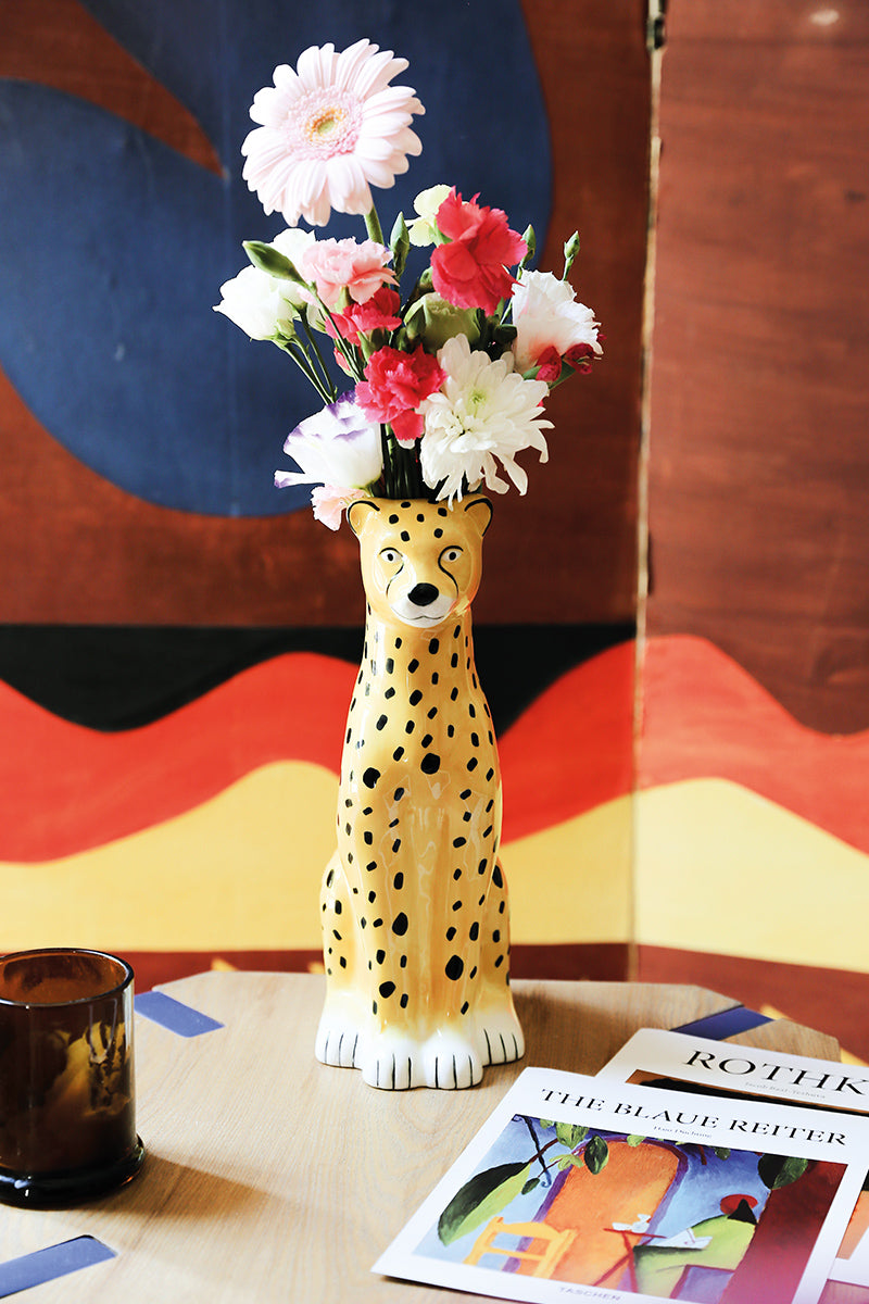 Vintage Style Cheetah Vase