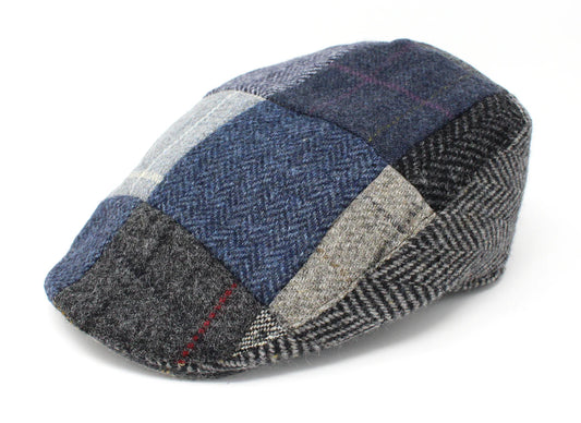 The Tweed Touring Patchwork in all Blues/Grays by Hanna Hats of Donegal