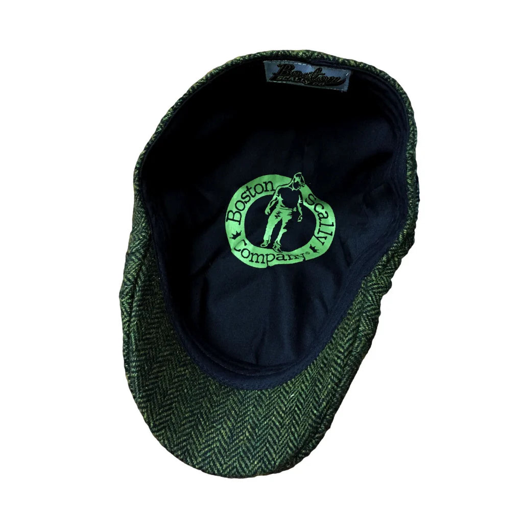 The Donnybrook - Dark Olive Green Herringbone Cap by Boston Scally Co.