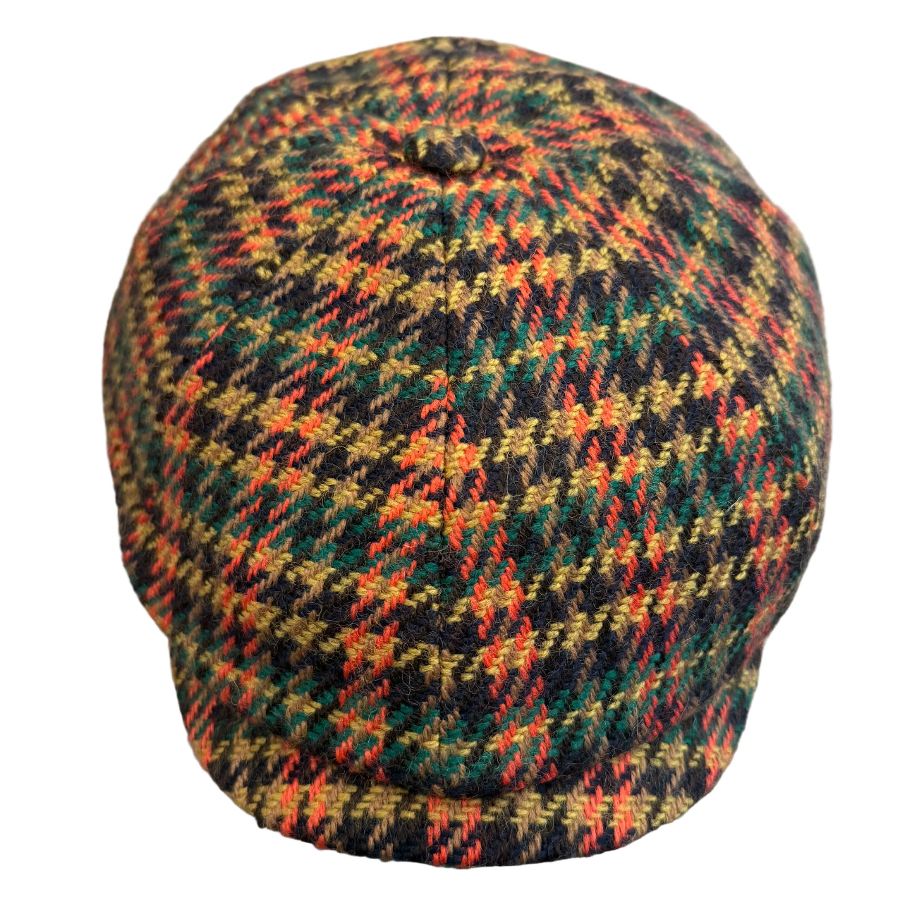 The Dublin Hound Newsboy by Alfonso d'Este at FunkyBrims.  Orange, green brown houndtooth plaid cap.