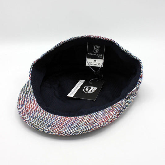 The Edge Plaid Italian Linen Flat Cap by Hologramme Paris