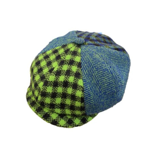 The "Electric Shelby" Patchwork Wool Newsboy Cap by Alfonso D'Este