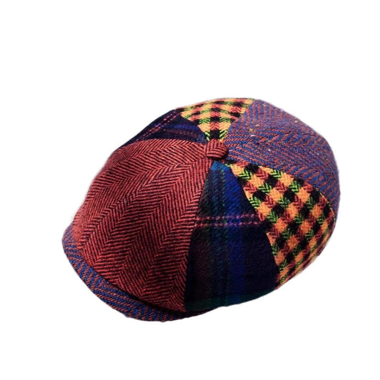 The "Funky Fall Shelby" Patchwork Wool Newsboy Cap by Alfonso D'Este