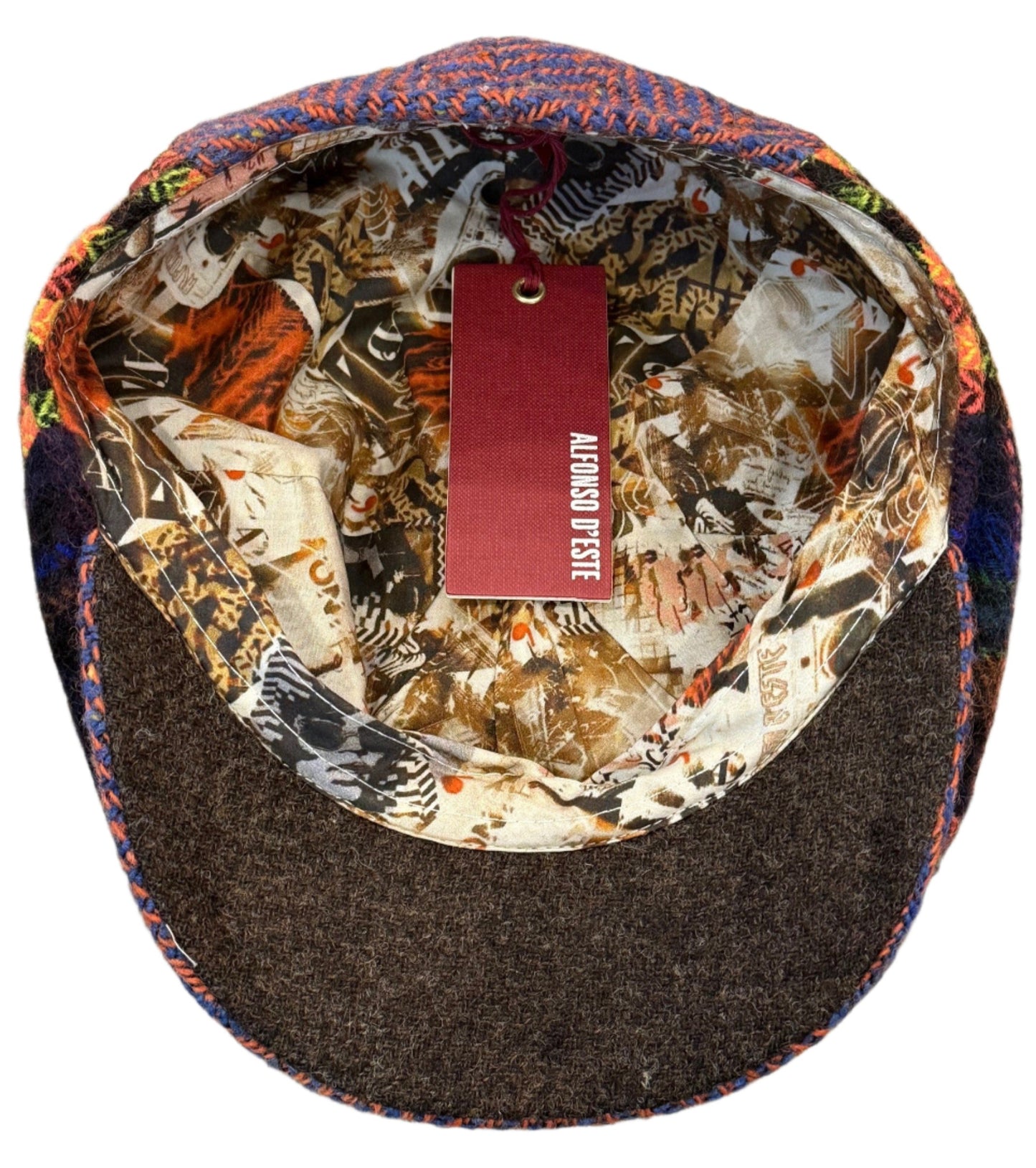 The "Funky Fall Shelby" Patchwork Wool Newsboy Cap by Alfonso D'Este