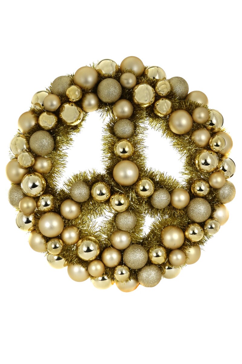 Gold Peace Christmas Wreath