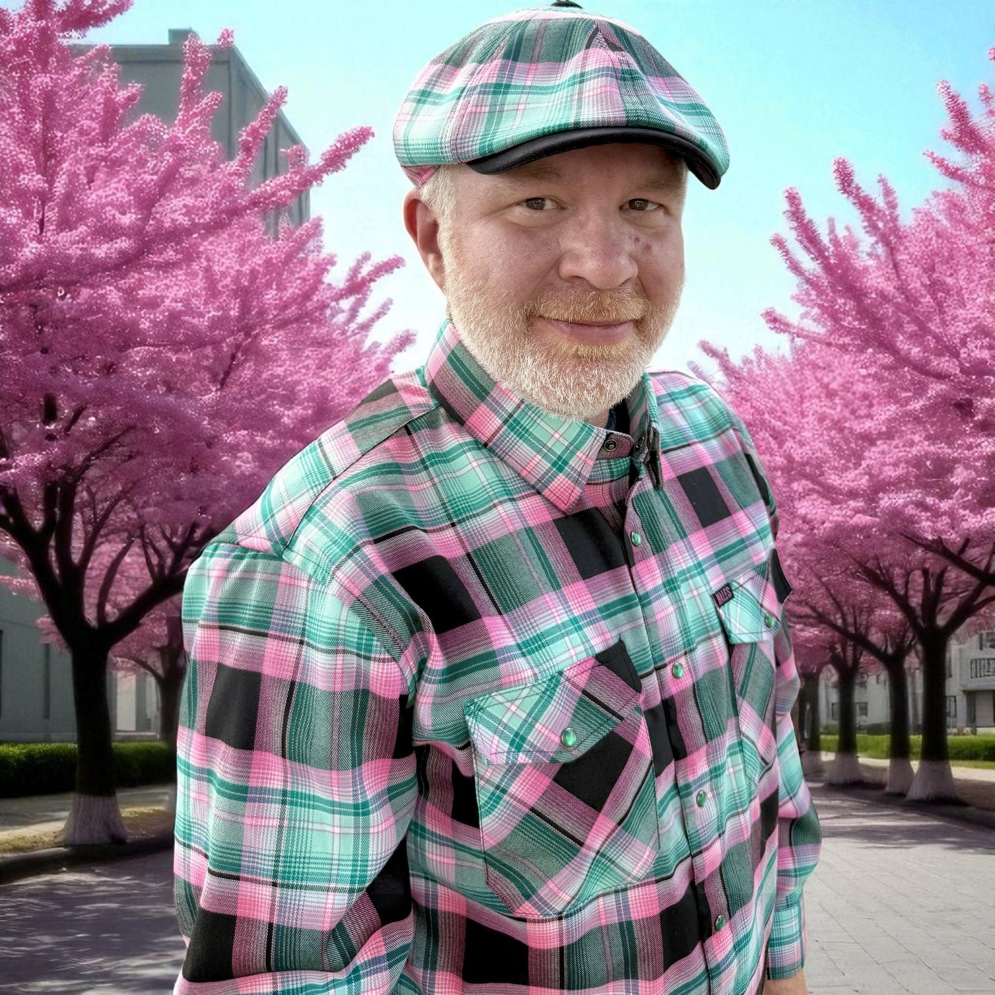 The "Geisha" Flannel Newsboy Hales Speed Shop X FunkyBrims Collab with Cap Pin