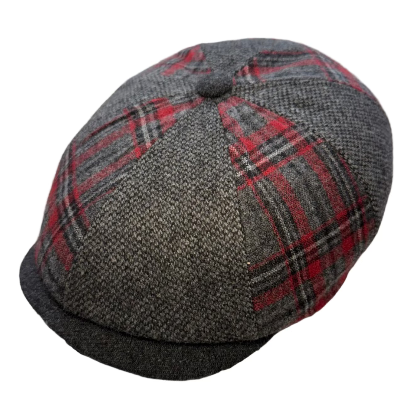 The Masterpiece Collection - Gothic by FunkyBrims Gray and red plaid newsboy.