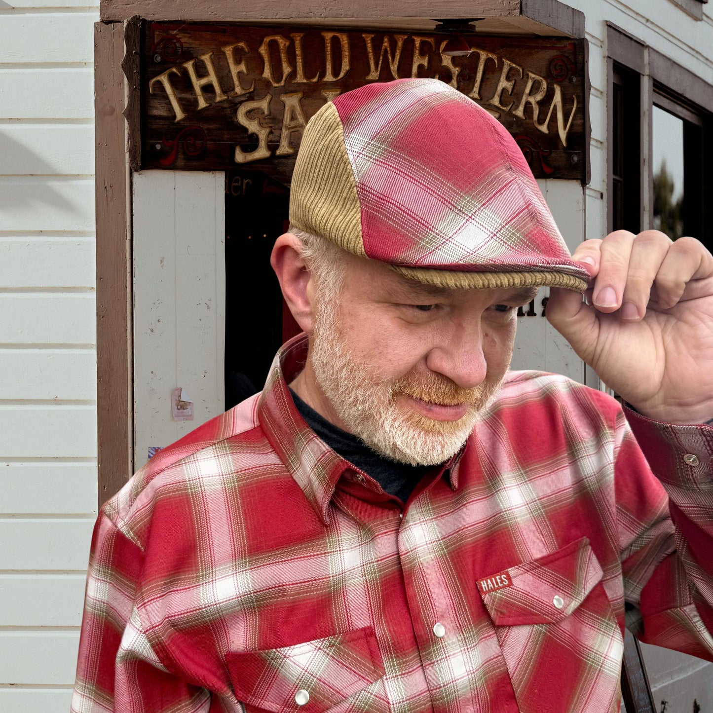 The Huckleberry Flannel Flat Cap Hales Speed Shop X FunkyBrims Collab (with Pin)