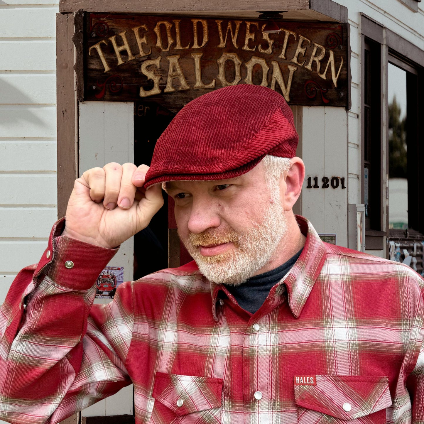 The Huckleberry Scarlet Red Flat Cap Hales Speed Shop X FunkyBrims Collab (with Pin