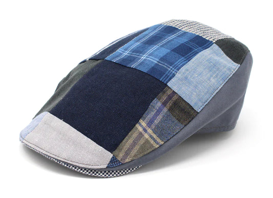 The Linen Donegal Touring Patchwork in Gray/Blue by Hanna Hats of Donegal