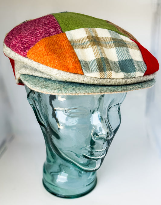 The Bright Colors Tweed Vintage Patchwork Cap by Hanna Hats of Donegal