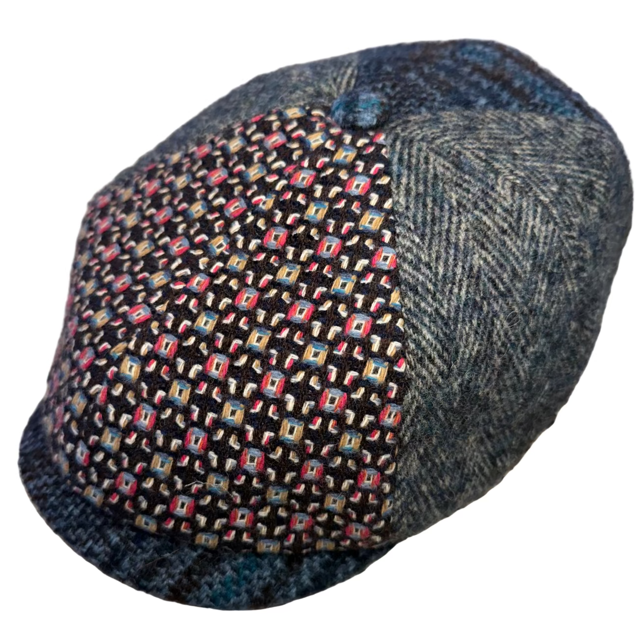 Hemingway Patch Newsboy by Alfonso d'Este x FunkyBrims. Tweed and Herringbone in blues and bold colors.