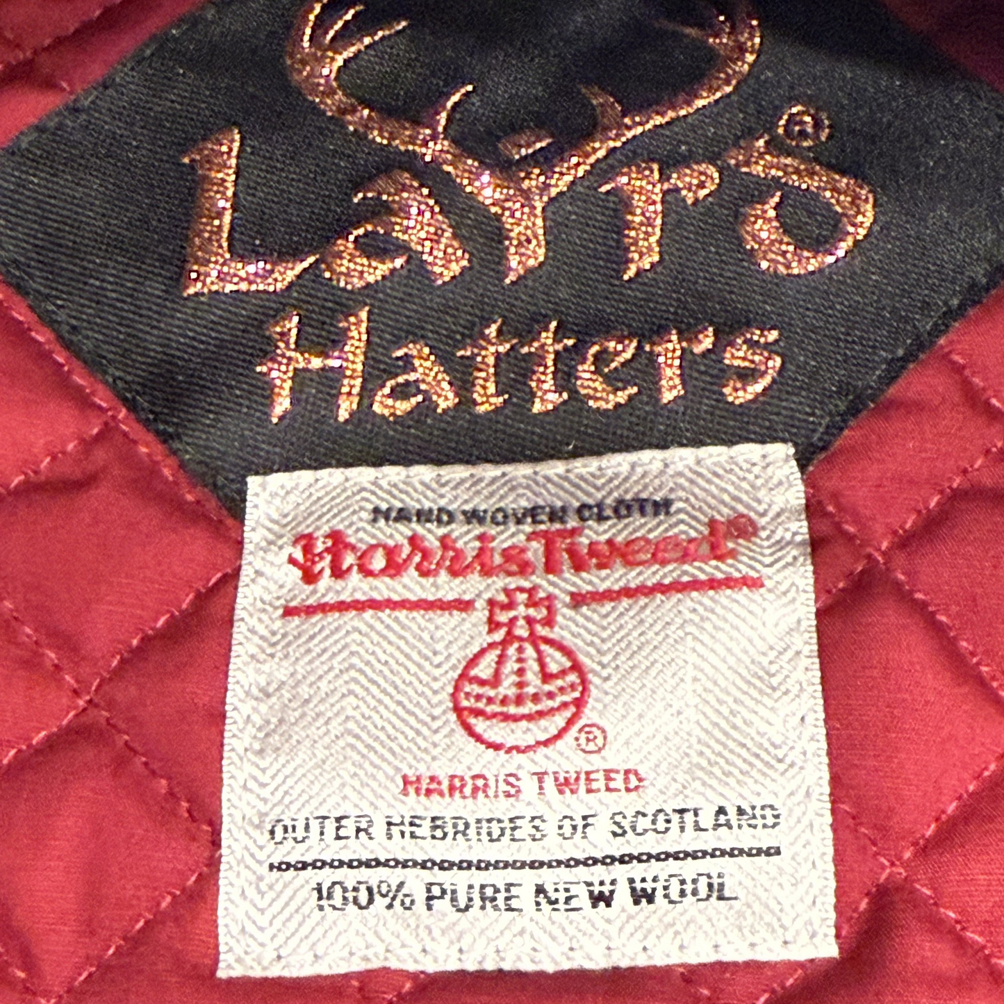 The Lumberjack Sicilian Flat Cap - Red and Black Harris Tweed by Laird Hatters