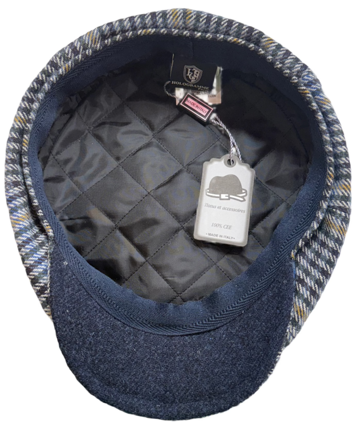 The "NewsHound" - Blue Plaid Cap by Hologramme Paris