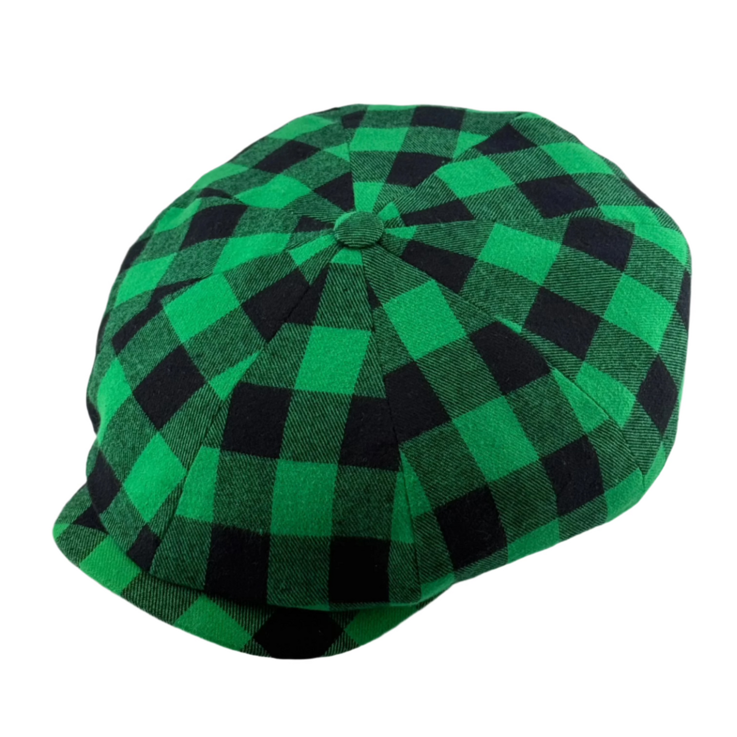 The "Hooligan" - Green Buffalo Plaid Newsboy Cap - Laird Hatters x FunkyBrims