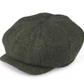 The JP Newsboy Cap Tweed - Green and Black Herringbone by Hanna Hats of Donegal