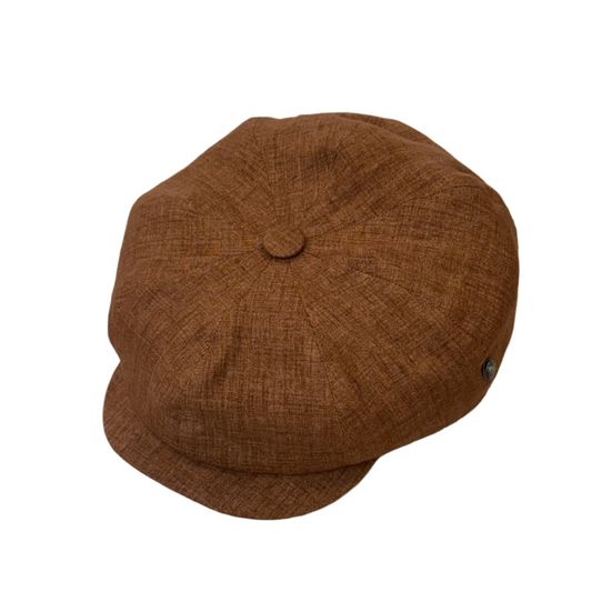 The Rustic Orange Linen Shelby Newsboy Cap by City Sport