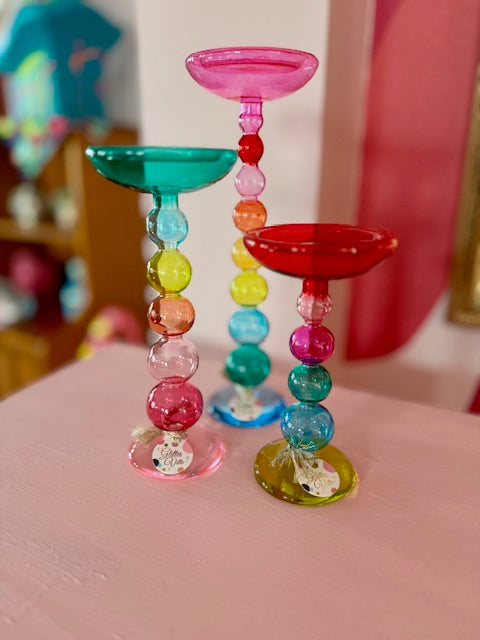 Glitterville Rainbow Finial Pillar Candle Holder