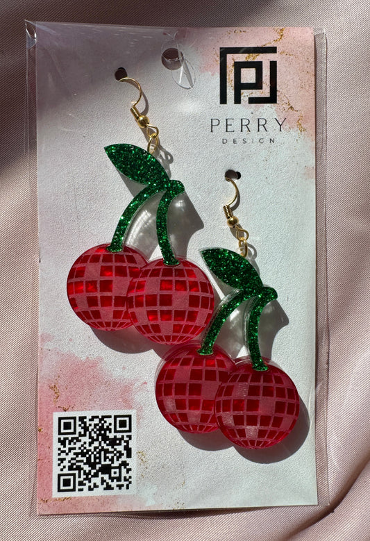 Handmade Disco Cherry Earrings