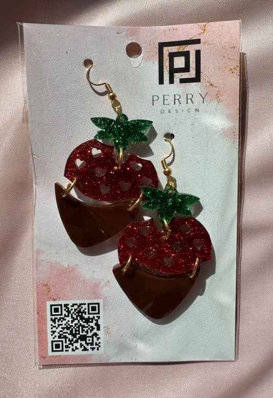 Handmade Dipped Strawberry Earrings