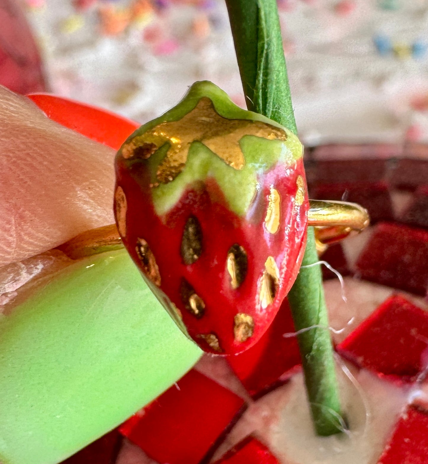 Strawberry Porcelain Ring by TinyBs