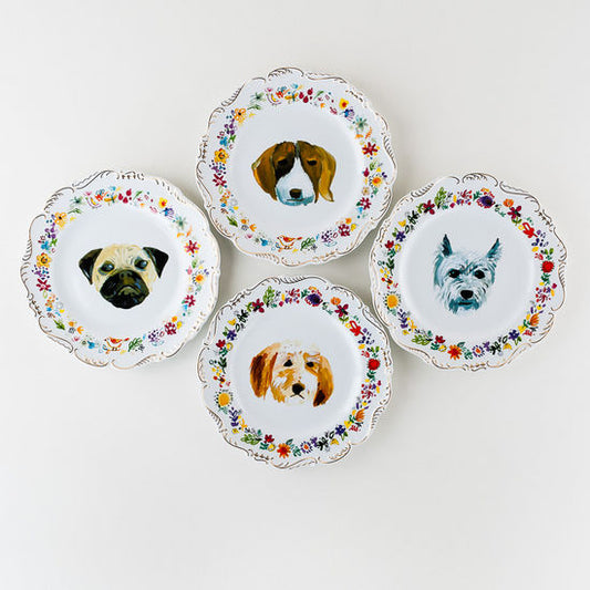 Dog Plate with Gold Trim