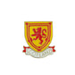 Shields with a lion emblem and 'Scotland' text on a yellow background