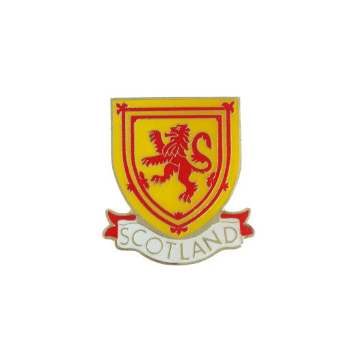 Shields with a lion emblem and 'Scotland' text on a yellow background