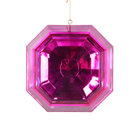 6" Pink Square Jewel Glitter Ornament