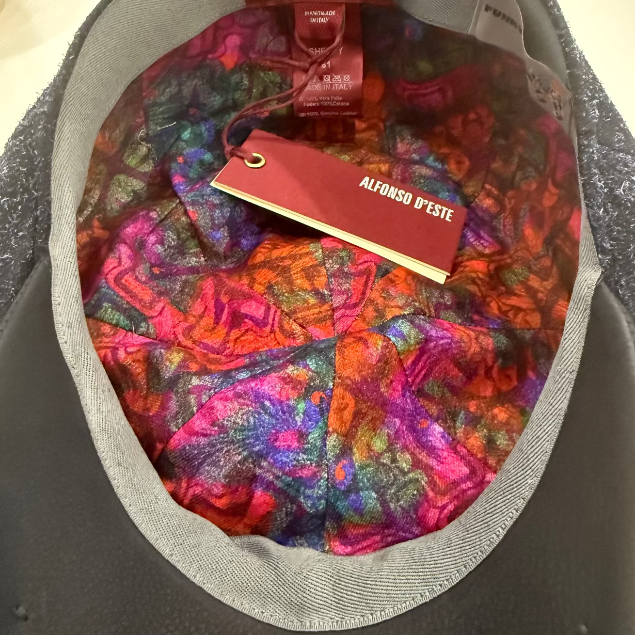 Luxury Deep Blue Italian Leather cap by Alfonso d'Este at FunkyBrims