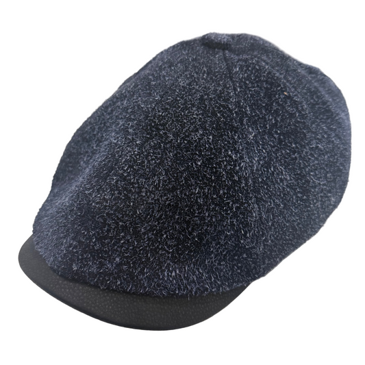 Luxury Deep Blue Italian Leather cap by Alfonso d'Este at FunkyBrims