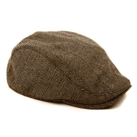 The Original - Brown Herringbone Flat Cap by Boston Scally Co.