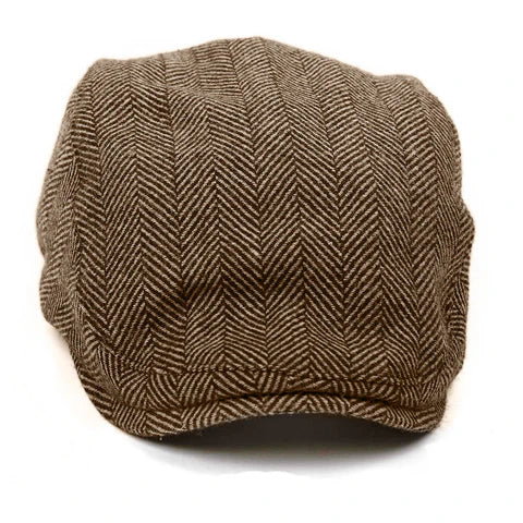 The Original - Brown Herringbone Flat Cap by Boston Scally Co.