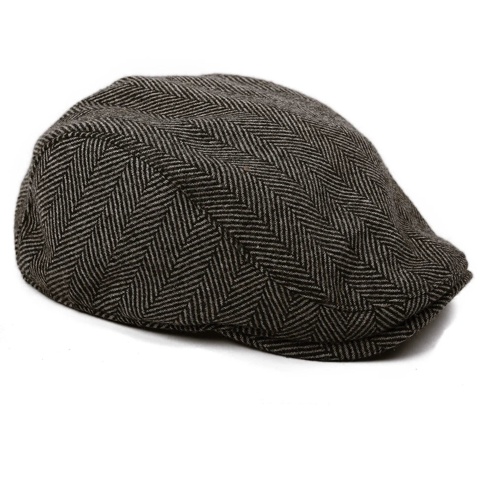 The Original - Gray Herringbone Flat Cap by Boston Scally Co.