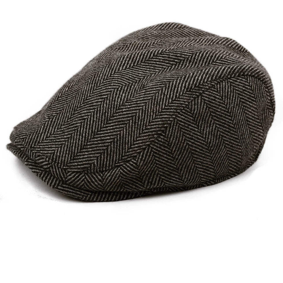 The Original - Gray Herringbone Flat Cap by Boston Scally Co.