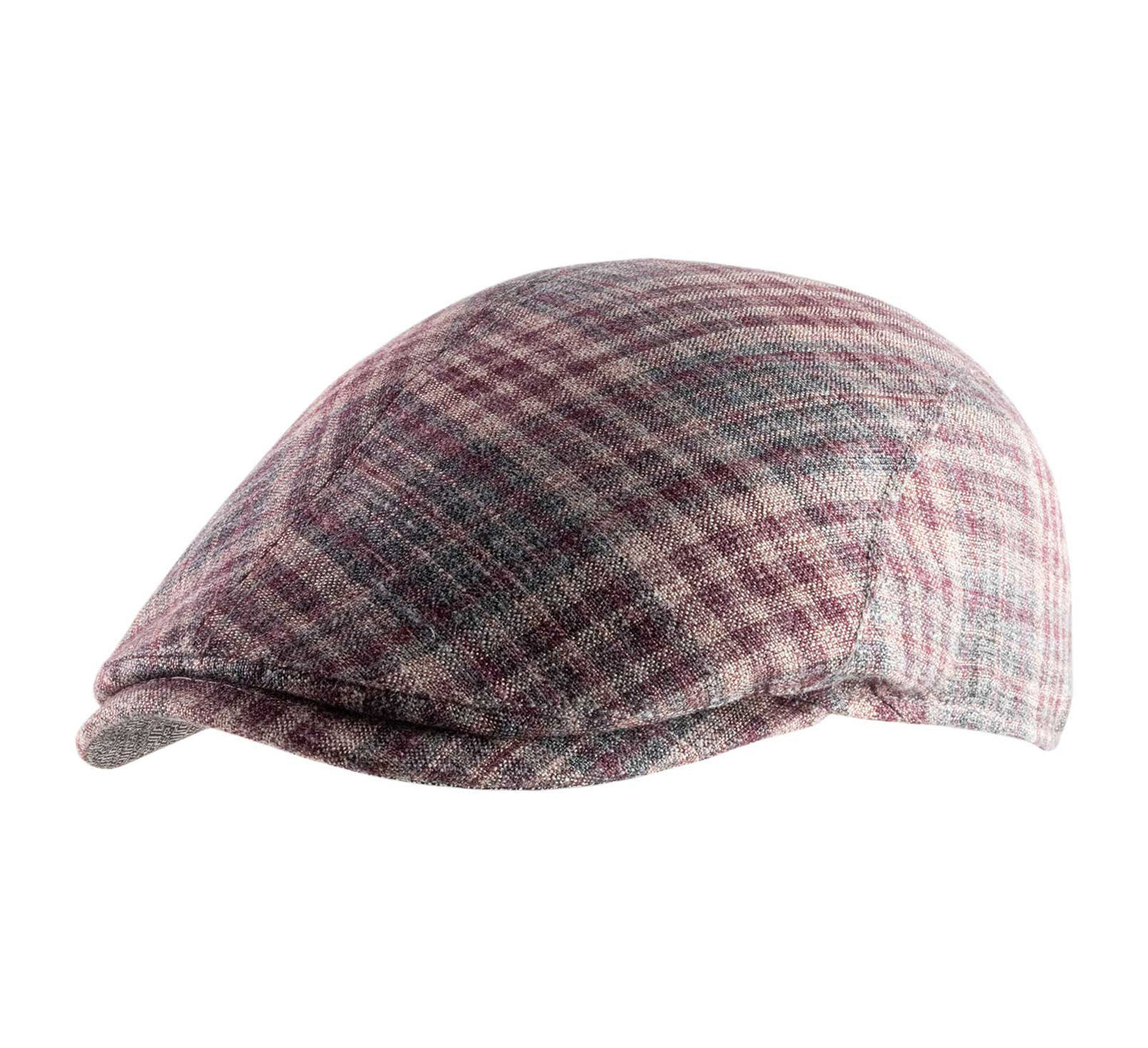 The "Rouge Plaid" Italian Silk and Linen Flat Cap by Alfonso D'Este