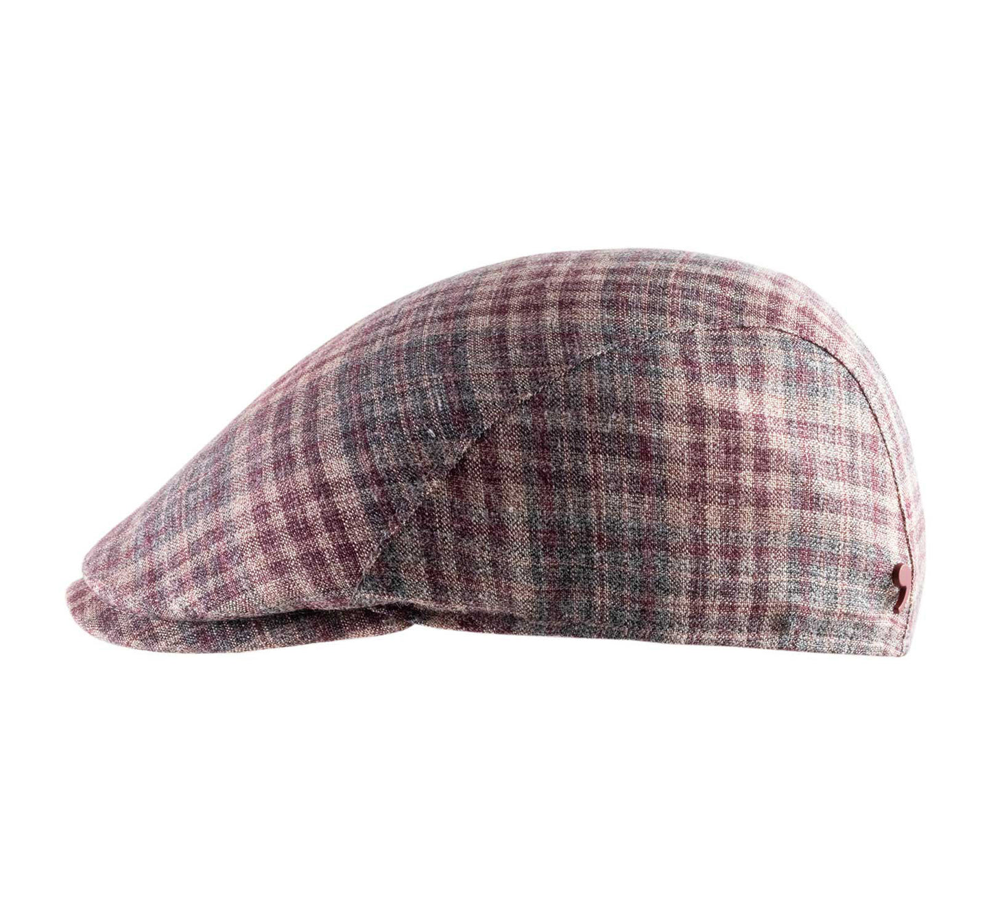 The "Rouge Plaid" Italian Silk and Linen Flat Cap by Alfonso D'Este