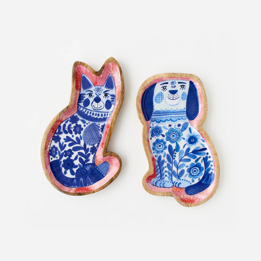 Blue Cat & Dog Mango Wood Platter