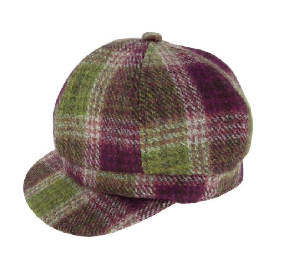 Harris Tweed One Size Ladies Cap in Heather Check by Glen Appin of Scotland