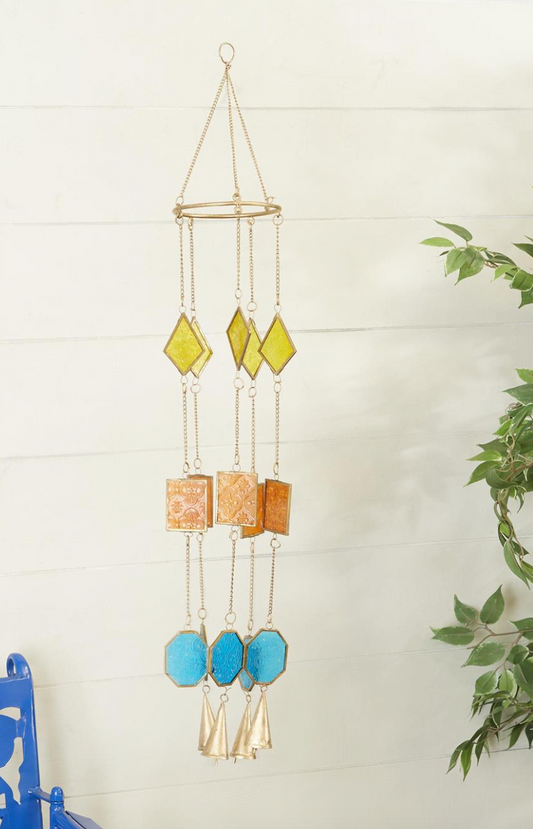 MULTI COLORED METAL GEOMETRIC INDOOR OUTDOOR WINDCHIME