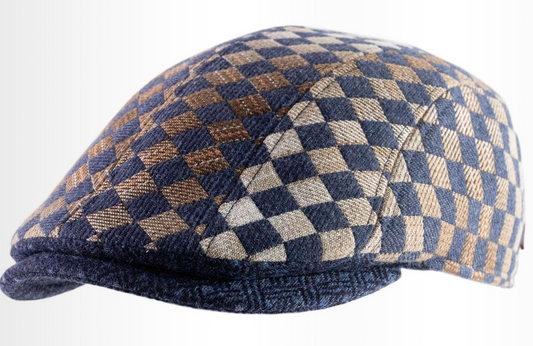 The Blue Checkerboard Flat Cap by Alfonso d'Este