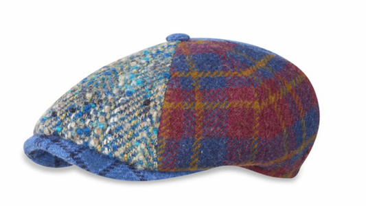 The "Snowfall Shelby" Patchwork Wool Newsboy Cap by Alfonso D'Este