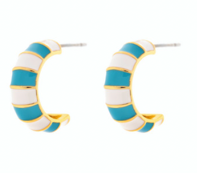 Striped Enamel Gold Hoop Earrings by Pura Vida