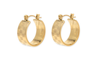 Gold Check Hoop Earrings by Pura Vida