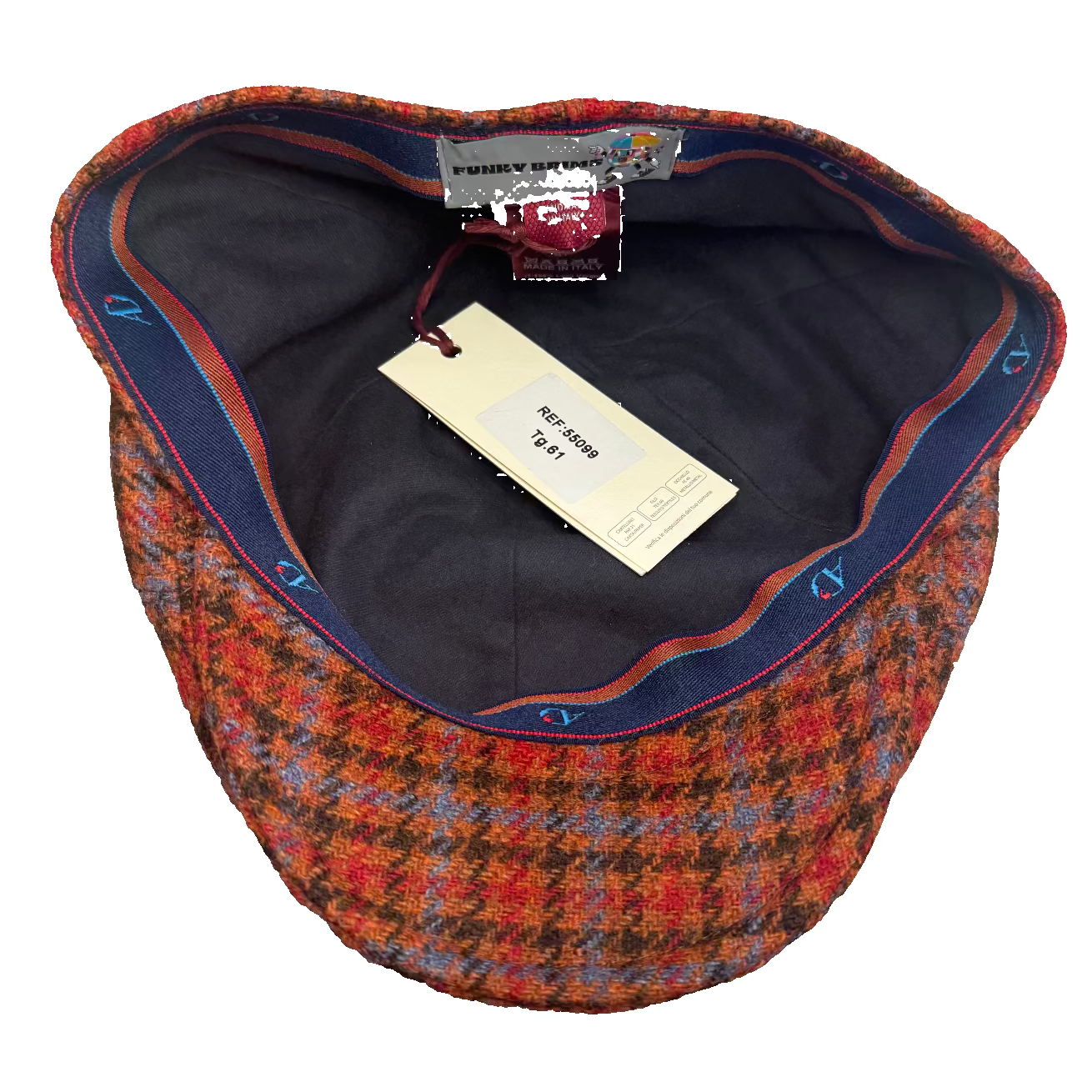 Siena rustic orange and blue pub cap by Alfonso d'Este x FunkyBrims.