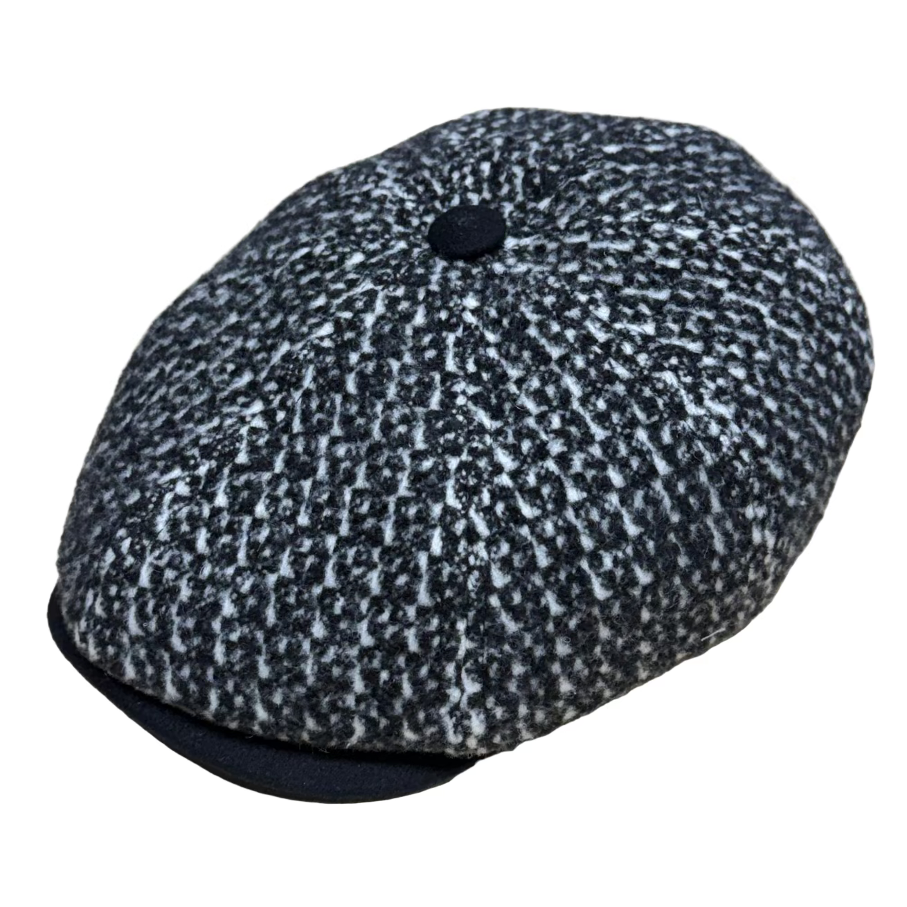 Black and white Italian wool newsboy cap by FunkyBrims.