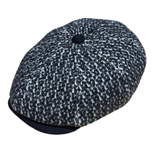 Black and white Italian wool newsboy cap by FunkyBrims.