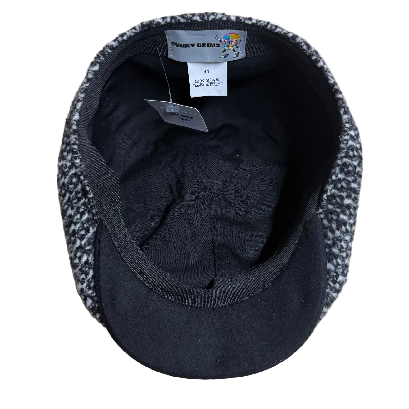 Black and white Italian wool newsboy cap by FunkyBrims.